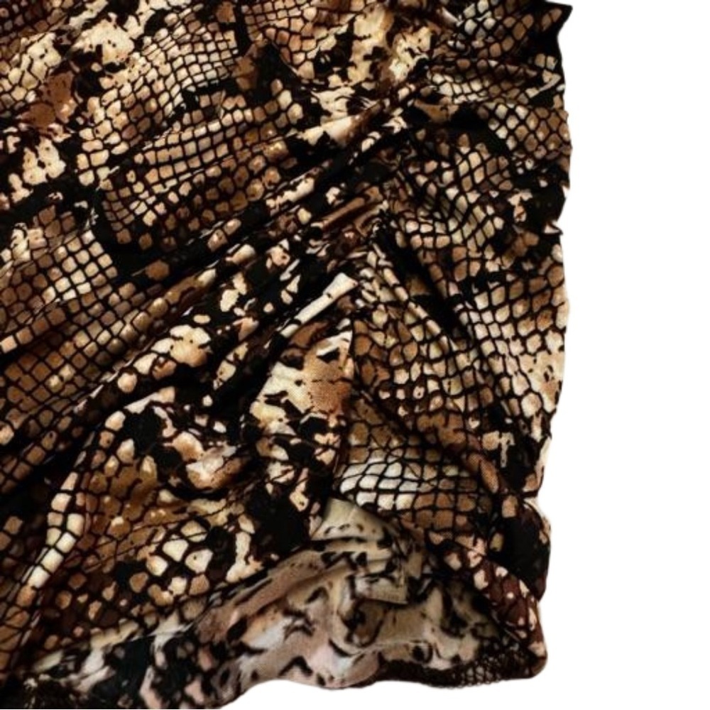 Body Central Brown Snakeskin Print 3/4 Sleeve Top Shirt Tee Size Small Ruching - Picture 5 of 11